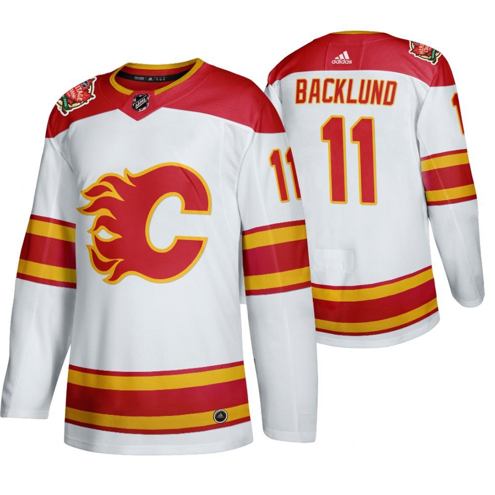 Calgary Flames #11 Mikael Backlund Heritage White Classic Authentic Jersey