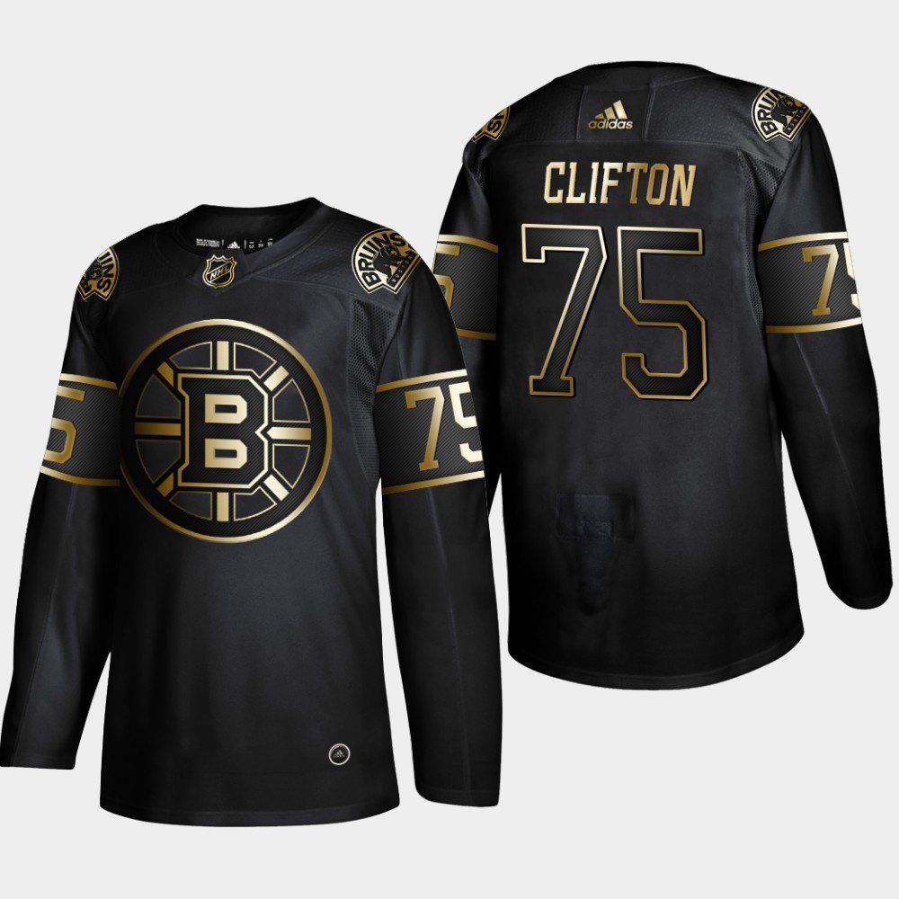 Boston Bruins #75 Connor Clifton Black Golden Edition Authentic Jersey