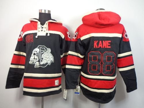 Men's Chicago Blackhawks #88 Patrick Kane Black Sawyer Hoodie Sweatshirt Stitched Jersey